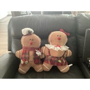 Gingerbread Boy And Girl Set 18"-20" Hobby Lobby Plush Holiday Christmas Plaid